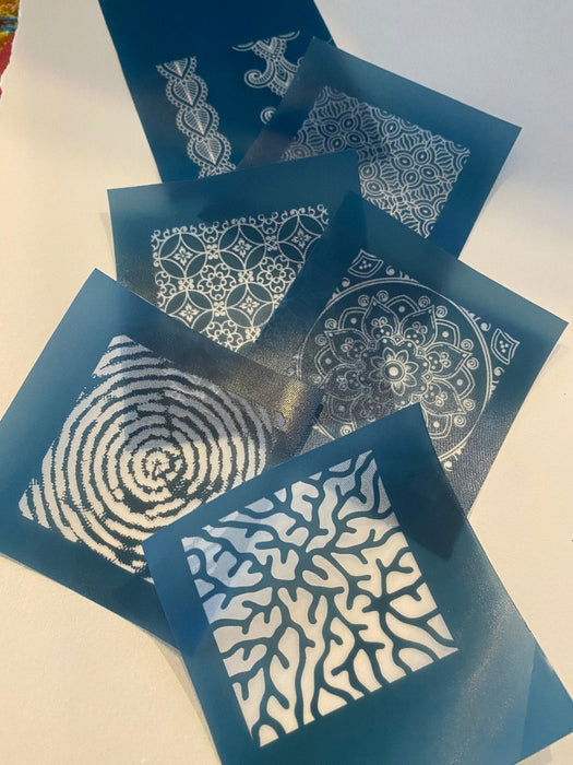 Reusable Coral 2-Pack Simple-Etch Screens for Dichroic Glass Etching