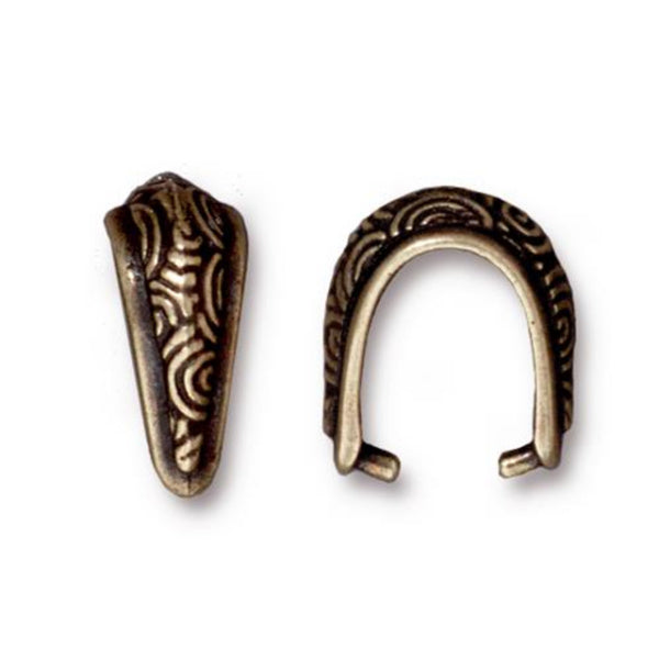 DISCONTINUED Jewelry Pinch Bails Antique Brass Spiral Design