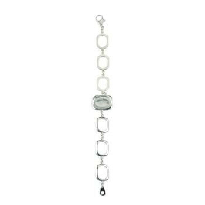 Silver Plated Chain Link Bracelet w- 13 x 18mm Oval Cabochon Setting, Blank Cabochon Bezel, Adjustable Bracelet Base, DIY Jewelry Finding