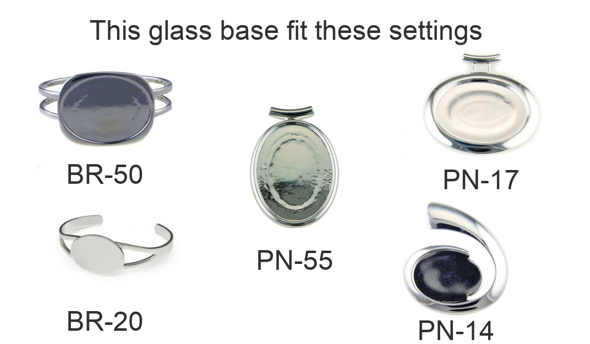 Pre Cut Clear Glass Oval Jewelry Base • 90 COE • 30mm x 40mm