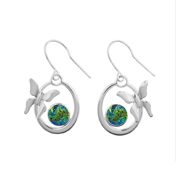 Butterfly in Circle Silver Plated Earring Settings