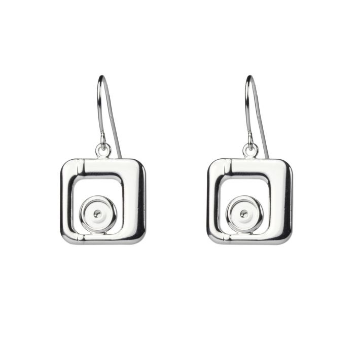Eardrop Square Silver Plated Earring Setting , 6mm cup Blank Bezel Earring Tray for Cabochon Setting, Fused Glass, Jewelry Making DIY Finding