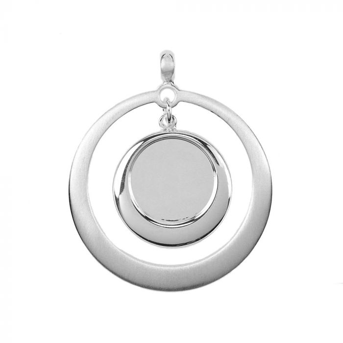 Silver Plated Drop Circle Blank Pendant Base, 15mm Blank Bezel Pendant Tray for Cabochon Setting, Fused Glass, Jewelry Making DIY Finding