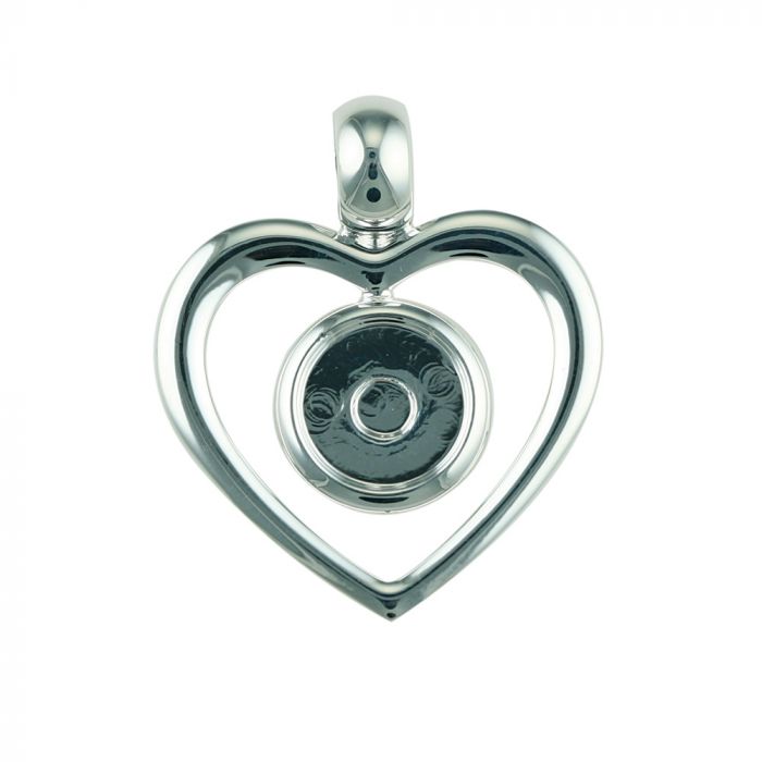 Heart Silver Plated Blank Pendant Base, 10mm Blank Bezel Pendant Tray for Cabochon Setting, Fused Glass, Jewelry Making DIY Finding