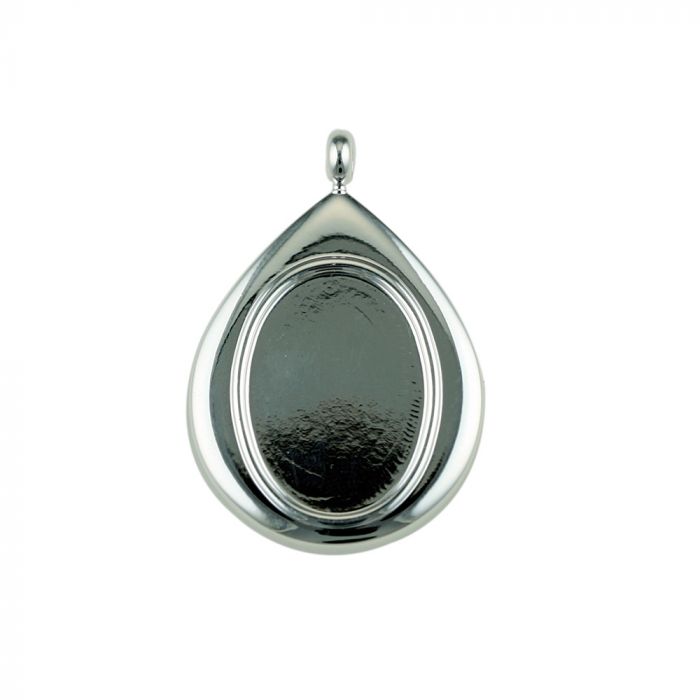 Silver Plated Teardrop Blank Pendant Base, 18x25mm Blank Bezel Pendant Tray for Cabochon Setting, Fused Glass, Jewelry Making DIY Finding