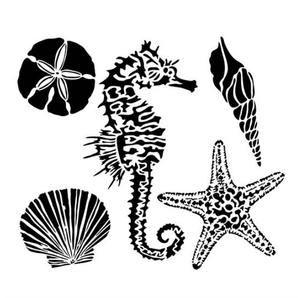 Powder or Airbrush Stencil- Sea Creatures 6x6