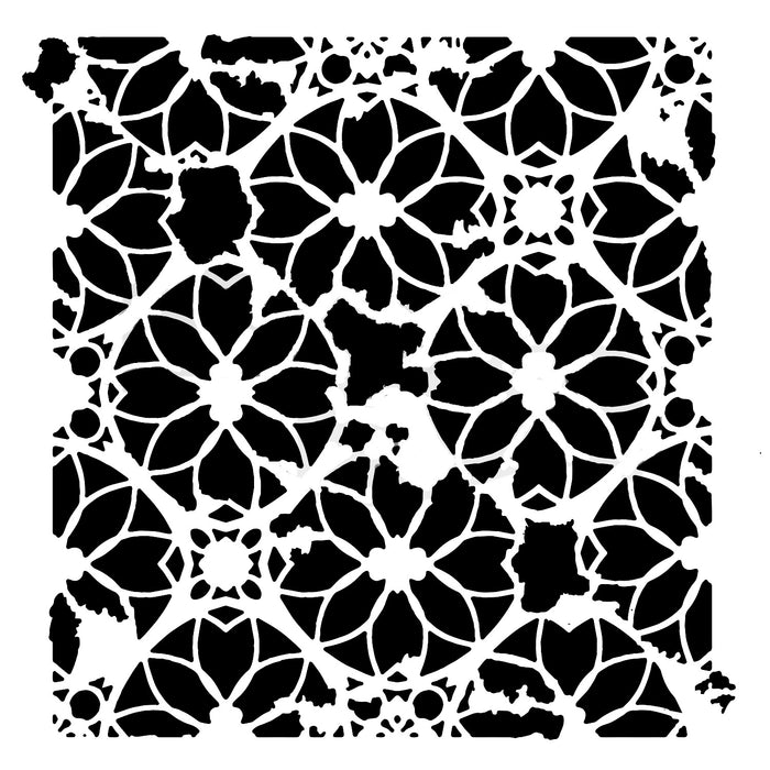 Powder or Airbrush Stencil- Distressed Lace 12x12 Only