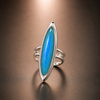 Long Oval Sterling Silver Plated Ring Adjustable