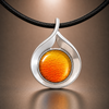 Upscale & Elegant Silver Teardrop Inset Pendant Setting 24mm Glue Pad