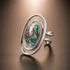 Sterling Silver Plated Oval Outer Ring Adjustable