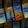 Rainbow Sunset Herringbone Texture on Clear Glass • 3mm • 90 COE/Bullseye
