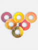 Clear Fusible Dichroic Glass Donut Pre-Cut Pendant - Warm / Hot Color Spectrum - 90 COE