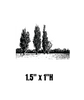 Sketch Art - Cypress Trees Enamel Fusing Decal - 1.5" x 1"