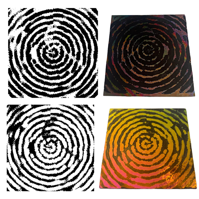 Reusable Spiral Madness 2-Pack Simple-Etch Screens for Dichroic Glass Etching