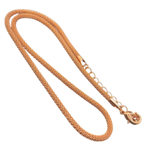 Metal Mesh Chain Necklace, Round, Brass base, Copper Plated Approx. 3 mm