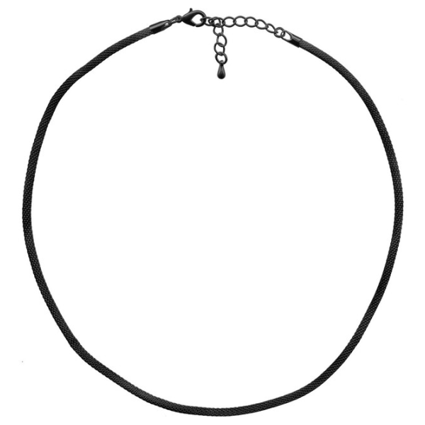 Metal Mesh Chain Necklace, Round, Black, Approx 3 mm, 18"