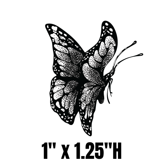 Artistic Butterfly Enamel Fusing Decal - 1" x 1.25"