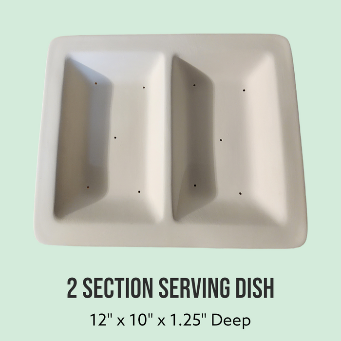 2 Section Serving Dish Ceramic Mold for Fused Glass