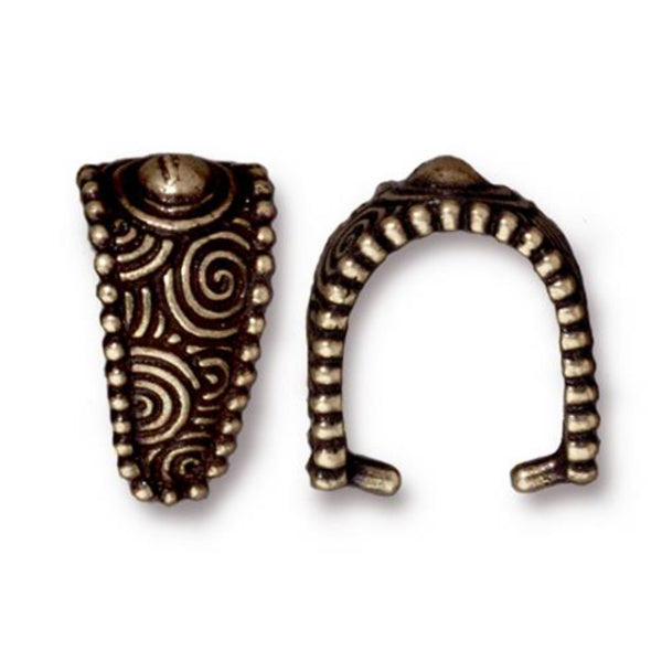 Jewelry Pinch Bails Antique Brass Spiral Design