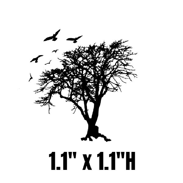 Tree Birds Enamel Fusing Decal - 1.1" x 1.1"