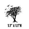 Tree Birds Enamel Fusing Decal - 1.1" x 1.1"