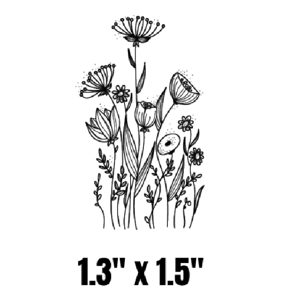 Doodle Flowers Enamel Fusing Decal - 1.3" x 1.5"