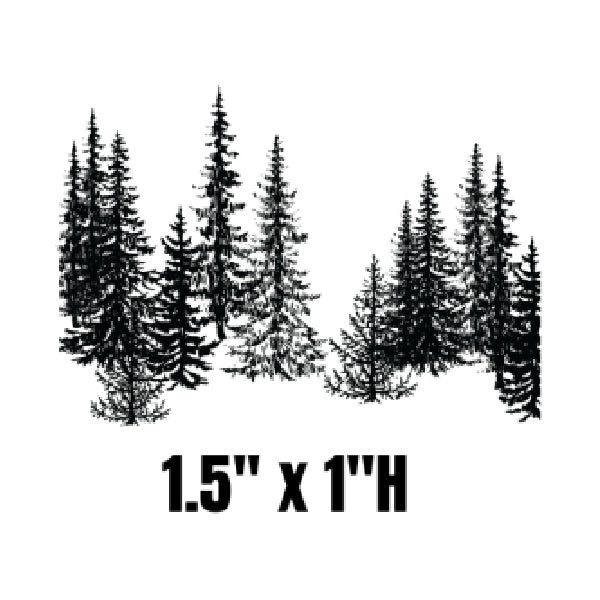Sketch Art - Evergreen Trees Enamel Fusing Decal -  1.5" x 1"