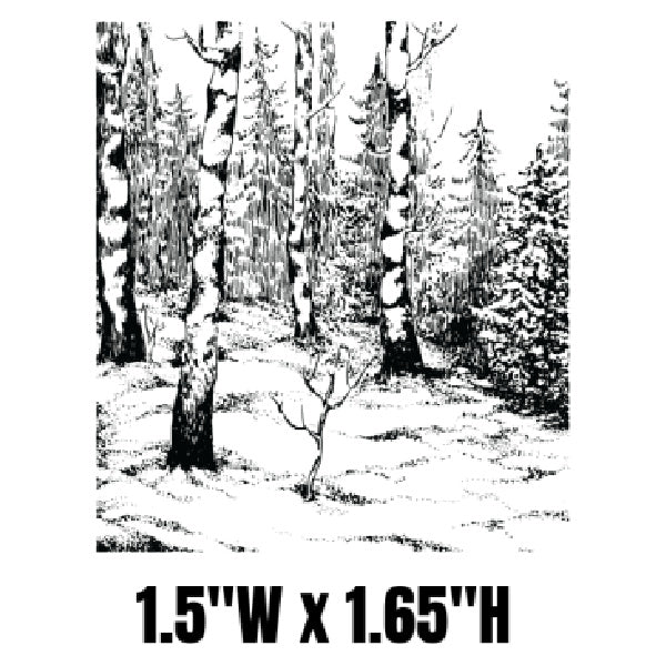 Sketch Art - Birch Tree Enamel Fusing Decal -  1.5" x 1.65"