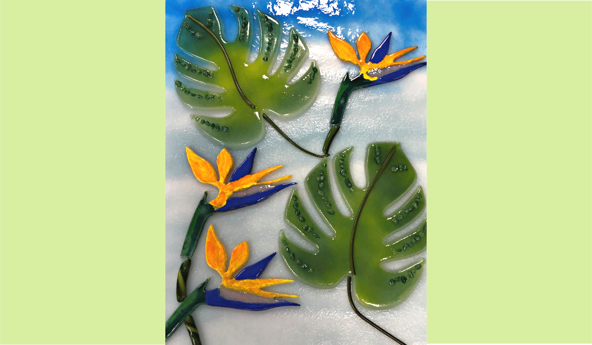 Large Bromeliad Plant - 90 COE Fusible Clear Precut Glass Shapes