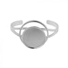 Silver Plated "Sun & Crescent Moon" Cuff Bracelet with 28mm Round Cabochon Setting,Adjustable Bracelet Base, DIY Jewelry Finding