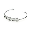 Silver Plated Cuff Bracelet with 8mm Round Cabochon Settings, Blank Cabochon Bezel Mounting, Adjustable Bracelet Base, DIY Jewelry Finding