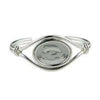 Silver Plated Knot Cuff Bracelet with 25 x 18 mm Oval Cabochon Setting, Blank Cabochon Bezel Mounting, Adjustable Bracelet Base, DIY Jewelry Finding