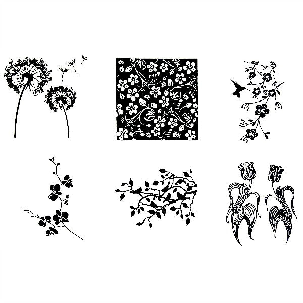 Floral Silhouettes Fusible Decal Sheet -  4" x 4"