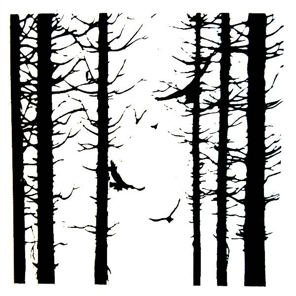 Birds In Forest Enamel Fusible Decal - 1.25" x 1.25"