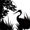 Hiding Heron Enamel Fusible Decal - 1.5 x 1.5
