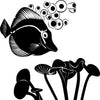 Diving Fish Enamel Fusible Decal - 1.25" x 1.25"