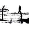 Bird On A Wire Fusible Glass Decal - 1.25" x 1.25"
