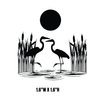 Twin Herons Enamel Glass Fusing Decal - 1.6" x 1.6"