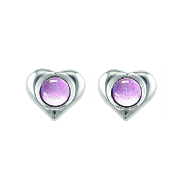 Heart Shaped Stud Earring Setting , 8 mm cup Blank Bezel Earring Tray for Cabochon Setting, Fused Glass, Jewelry Making DIY Finding