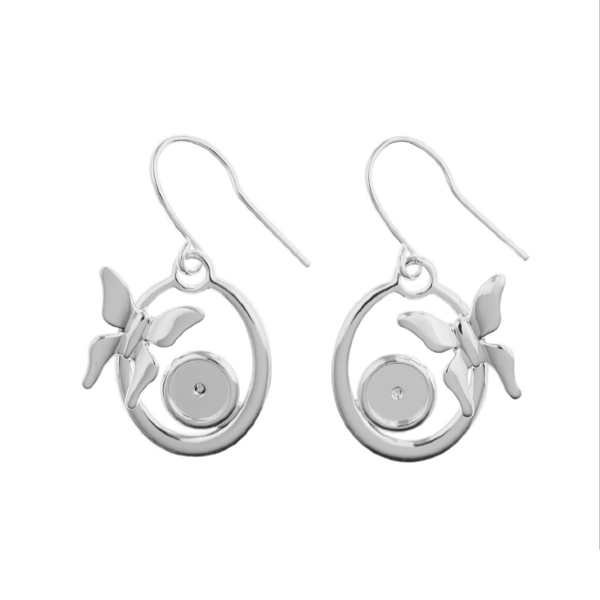 Butterfly in Circle Silver Plated Earring Settings