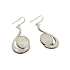 Brushed Oval - Wave Eardrop Silver Plated Earring Setting   , 14x10mm cup Blank Bezel Earring Tray for Cabochon Setting, Fused Glass, Jewelry Making DIY Finding