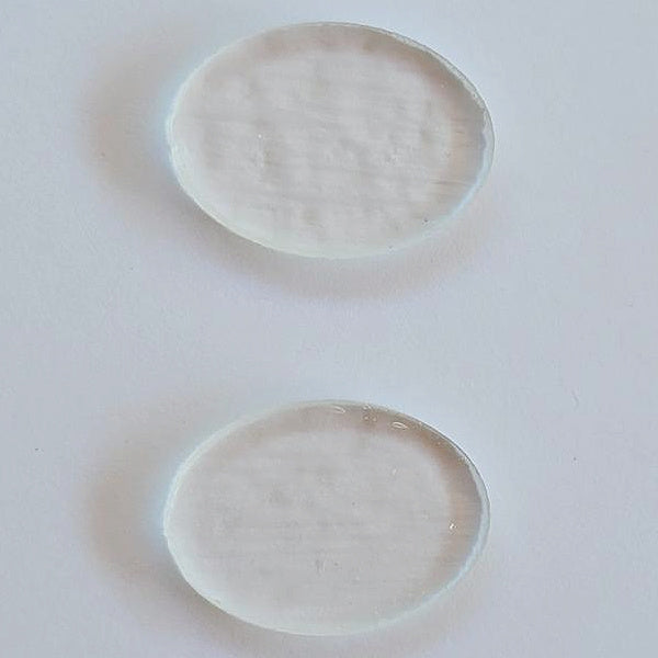 Pre Cut Clear Glass Oval Jewelry Base • 90 COE • Set of Two • 25mm x 18mm