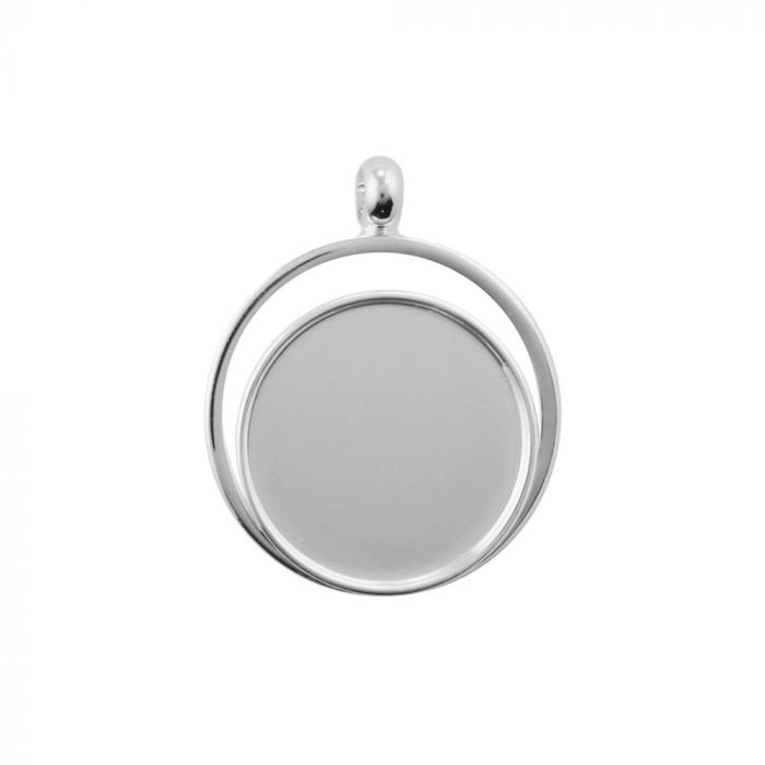 Silver Plated Round Blank Pendant Base, 18mm Blank Bezel Pendant Tray for Cabochon Setting, Fused Glass, Jewelry Making DIY Finding