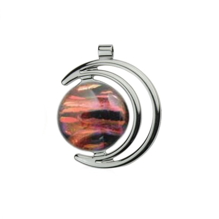 Silver Pendant Jewelry Setting Crescent Moon Design, 20mm Blank Bezel Pendant Tray for Cabochon Setting, Fused Glass, Jewelry Making DIY Finding