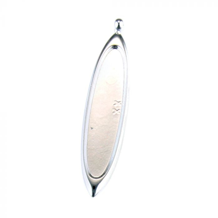 Silver Plated Long Oval Drop Pendant Base, 9mm x 40mm Blank Bezel Pendant Tray for Cabochon Setting, Fused Glass, Jewelry Making DIY Finding