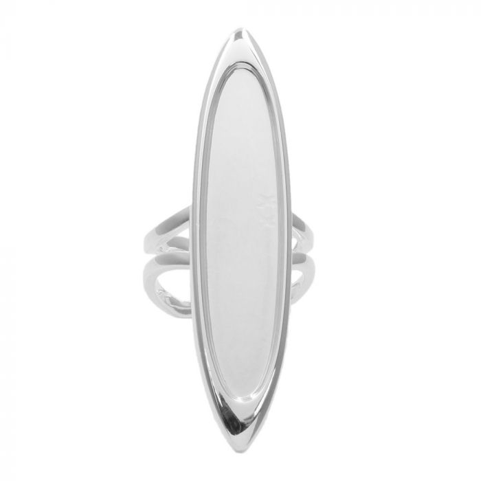 Long Oval Sterling Silver Plated Ring Adjustable