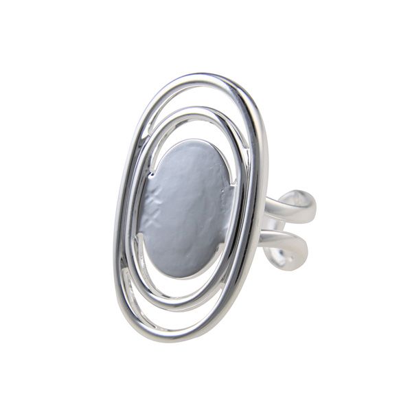 Sterling Silver Plated Oval Outer Ring Adjustable