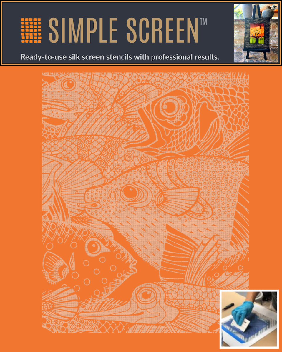 Simple Screen™ Pre-burned Fish Party Design for Screen Printing &amp; Powd ...