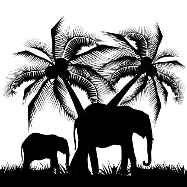 Simple Screen™  Pre-burned Elephant Family Design for Screen Printing & Powder Printing