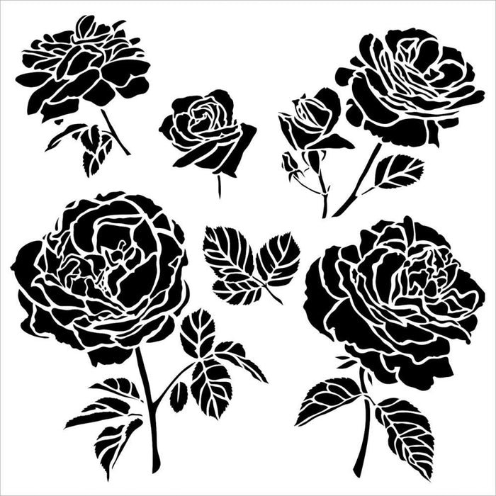 Powder or Airbrush Stencil-Cabbage Roses 6x6